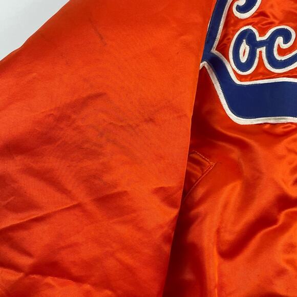 Vintage Warren Michigan Local 909 UAW Union Satin Orange Bomber Work Jacket - Picture 4 of 8